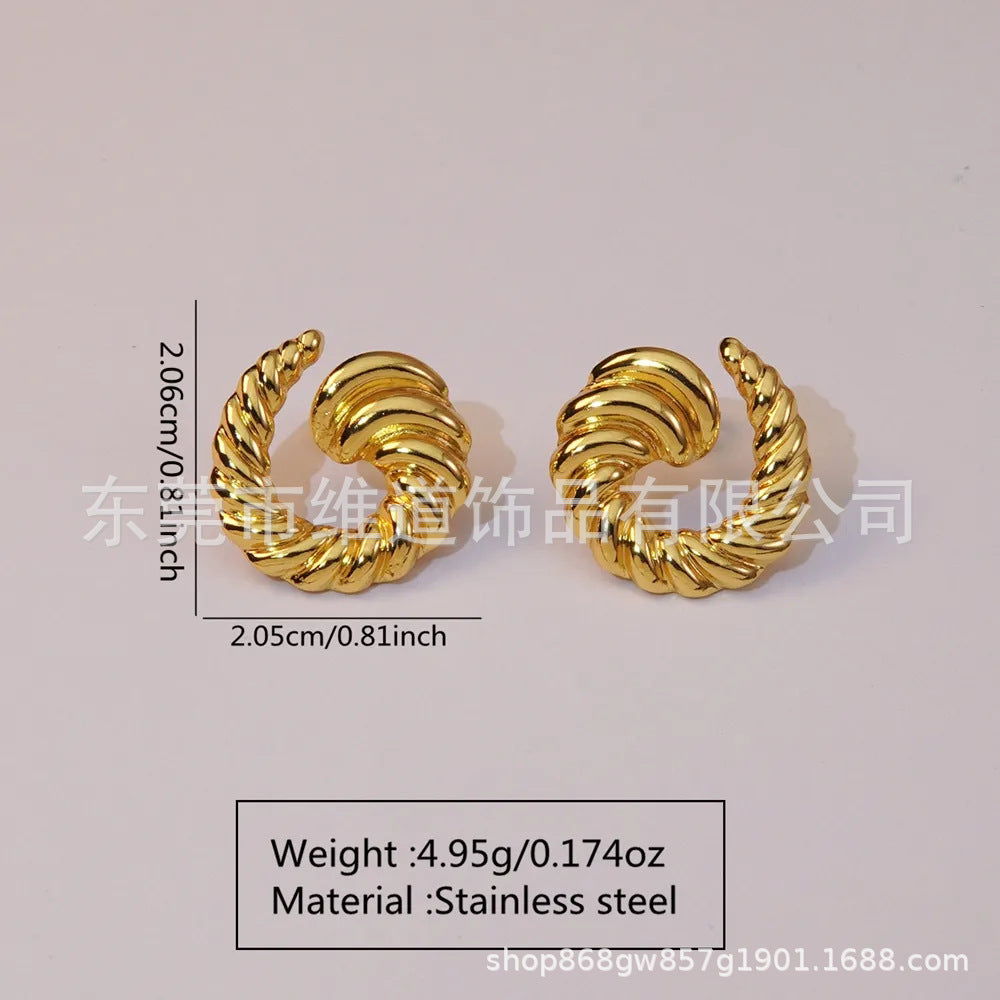 Beach Style Stainless Steel Geometric Starfish Shell Stud Earrings for Women