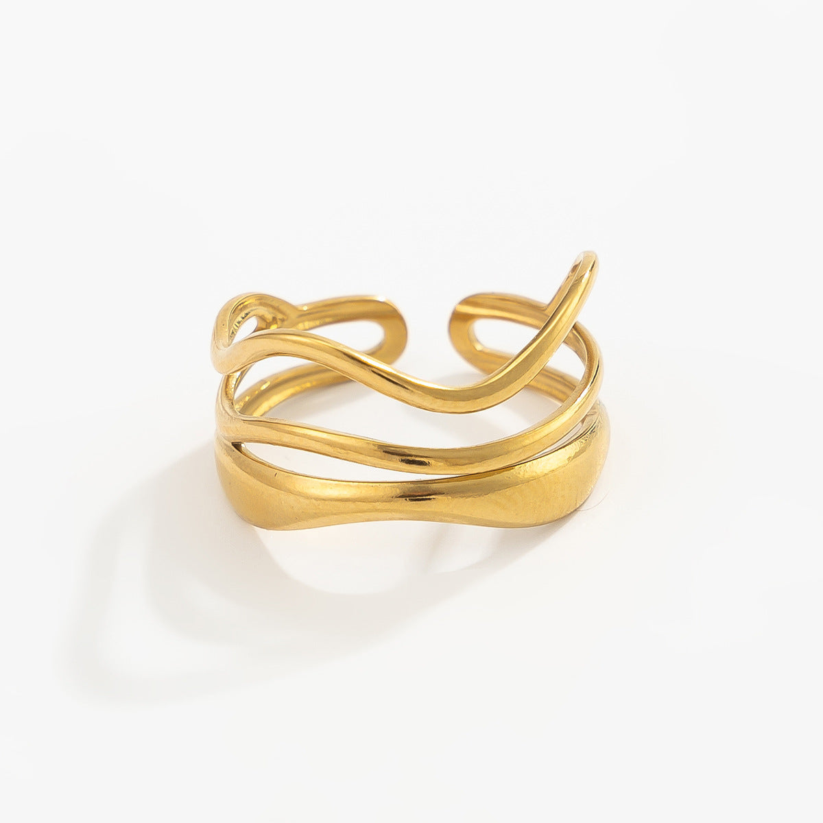 PVD 18K Gold Plated Stainless Steel Butterfly Geometric Open Ring for Women