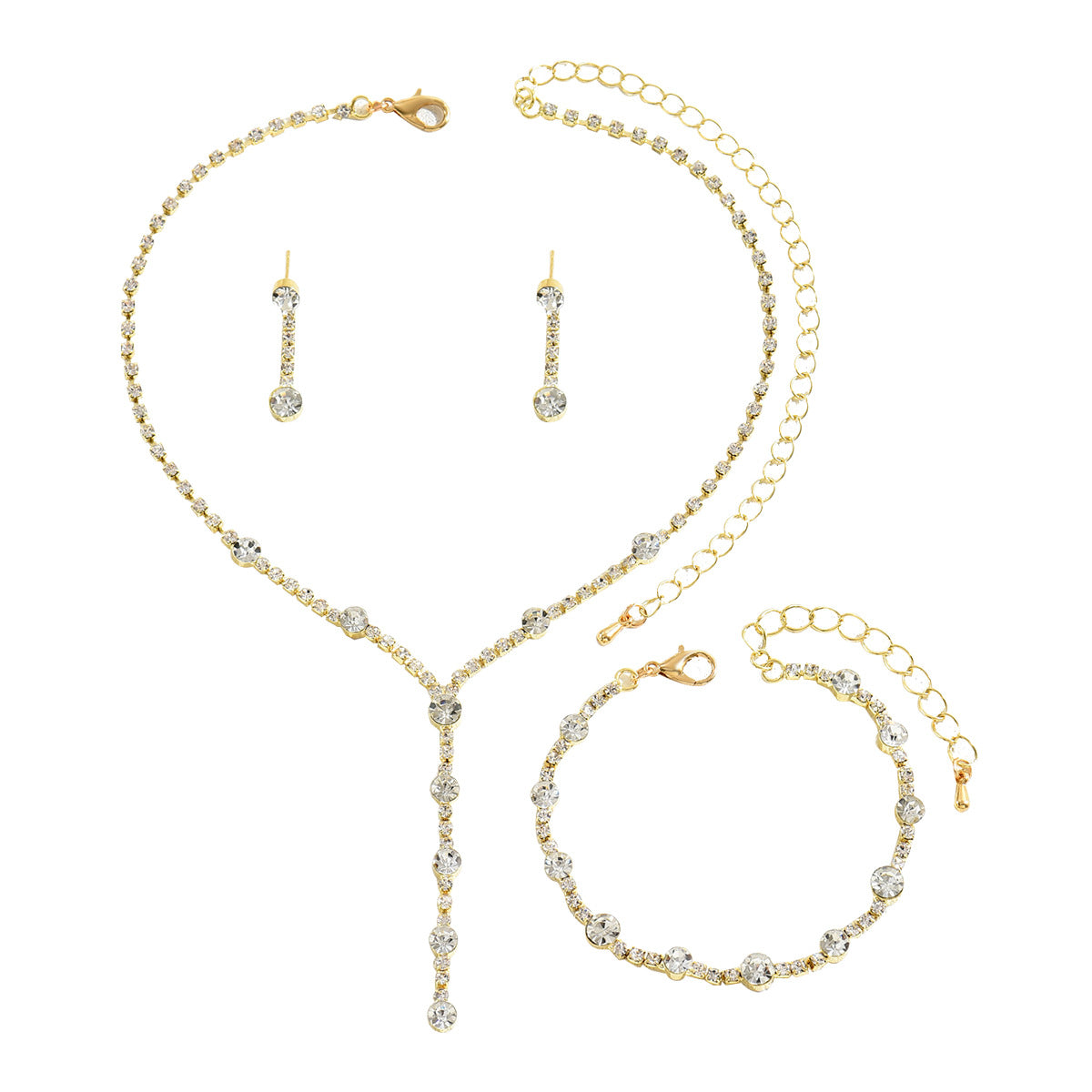 Set di collane con ciondolo geometrico minimalista da donna con catena in rame e intarsio in zircone