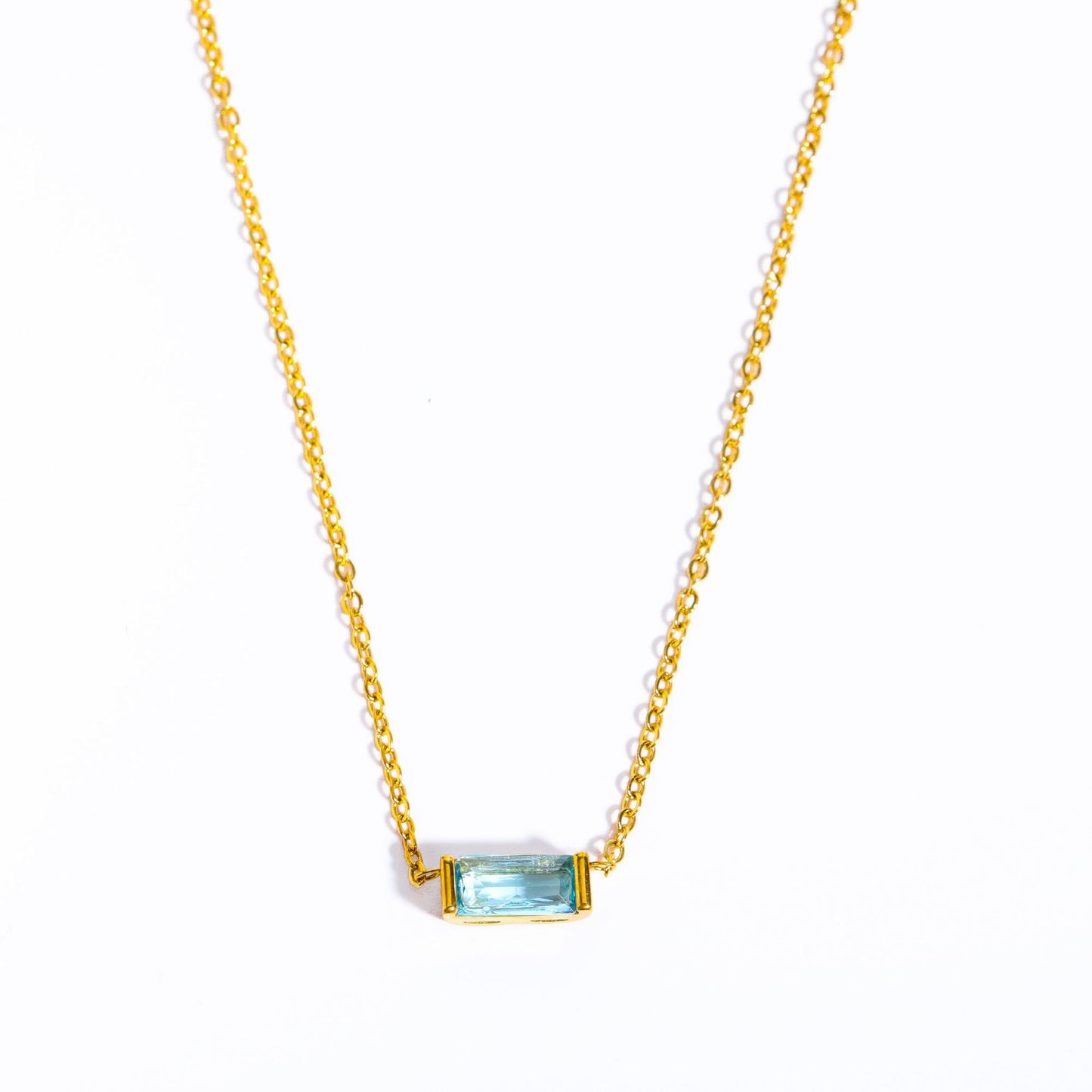 Collana Geometrica Placcata in Acciaio al Titanio con Zirconia Cubica Pietra Portafortuna Unisex