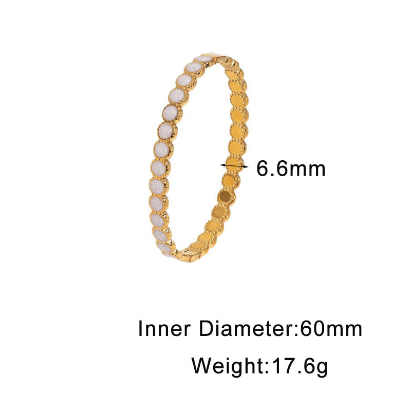 Vintage Elegant Geometric Round Gold Plated Stainless Steel Bracelet