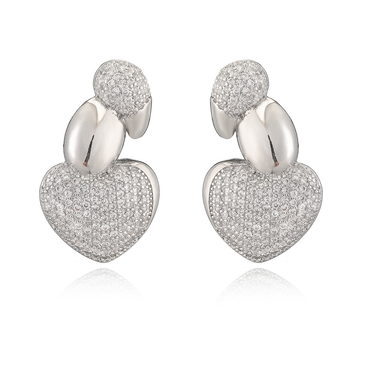Minimalist Luxury 18K Gold Plated Brass Geometric Cubic Zirconia Irregular Stud Earrings for Women