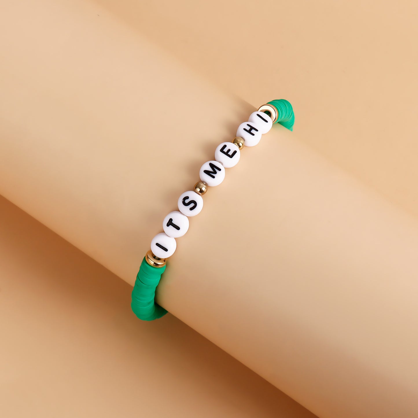 Pulsera de la amistad con abalorios y letras geométricas estilo "Ins" para mujer con acabado chapado