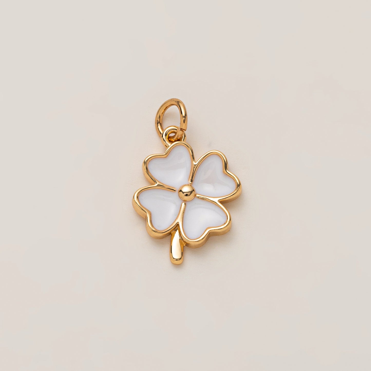 Sweet Gold Plated Brass Four-Leaf Clover Rhinestone Inlay Charm Bar