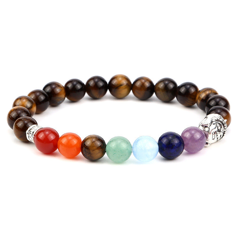 Unisex Geometric Alloy Bracelet Set with Tiger Eye, Green Aventurine and Red Agate Beads