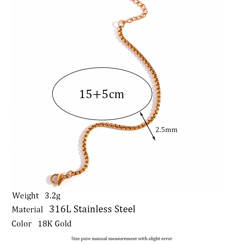 Minimalist Geometric Titanium Steel Plated 18K Gold Pearl Chain Necklace for Women