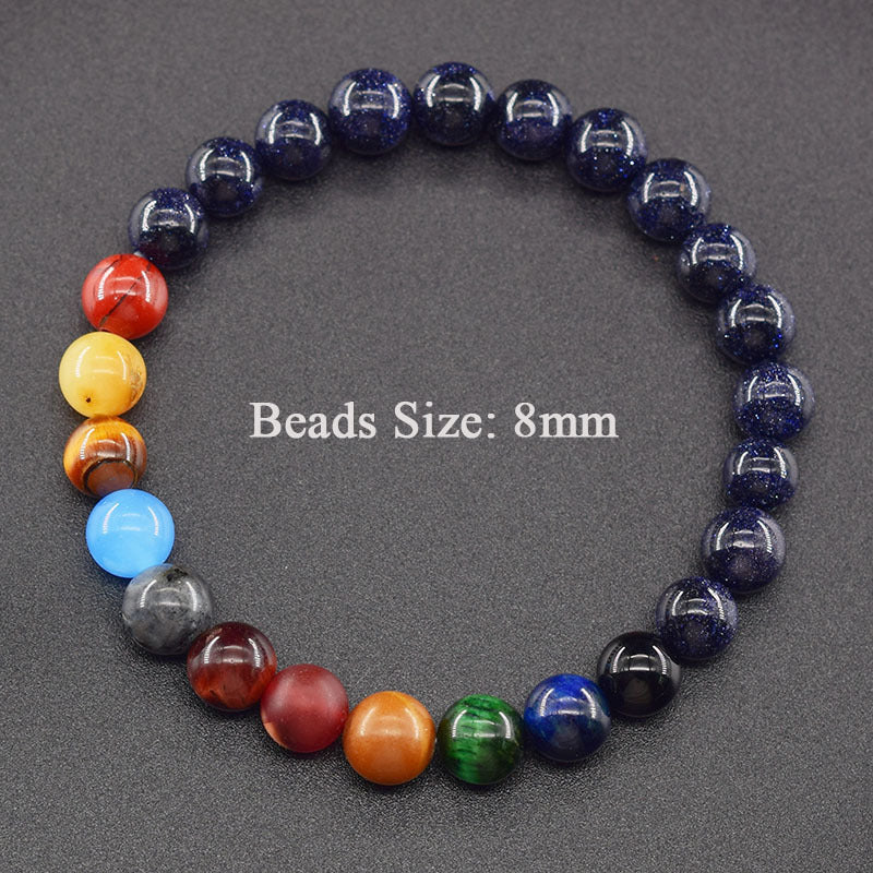 Classic Sweet Natural Gemstone Round Geometric Stretch Bracelet Unisex Jewelry Gift