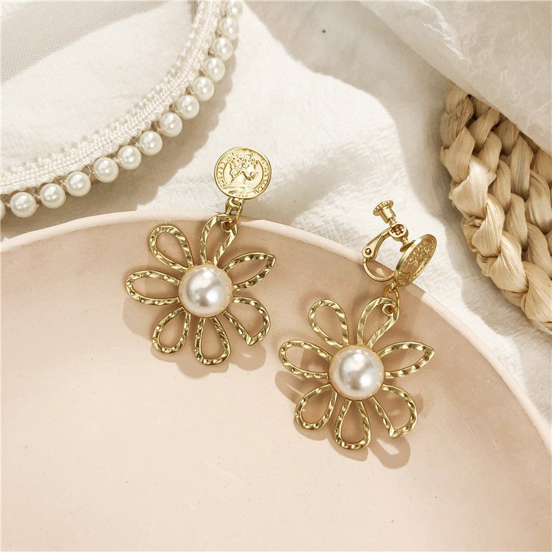 Vintage Sweet Light Green Floral Bow 925 Sterling Silver Post Alloy Plated Earrings