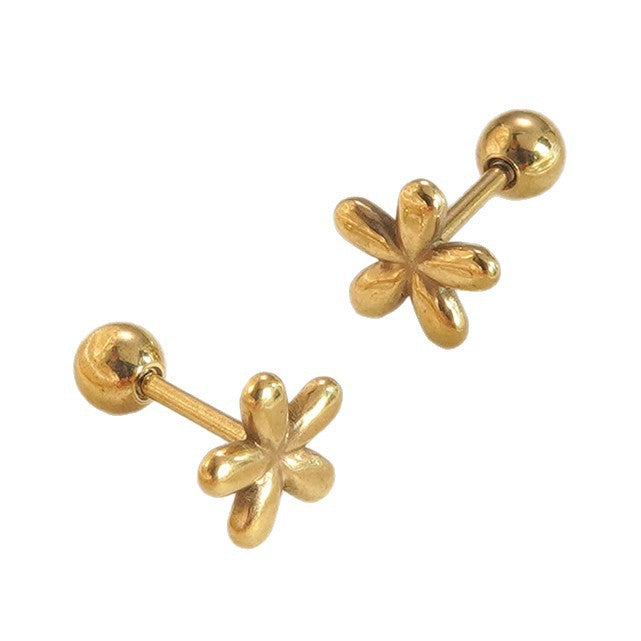 Eleganti Orecchini a Perno da Donna in Acciaio Inossidabile con Fiori