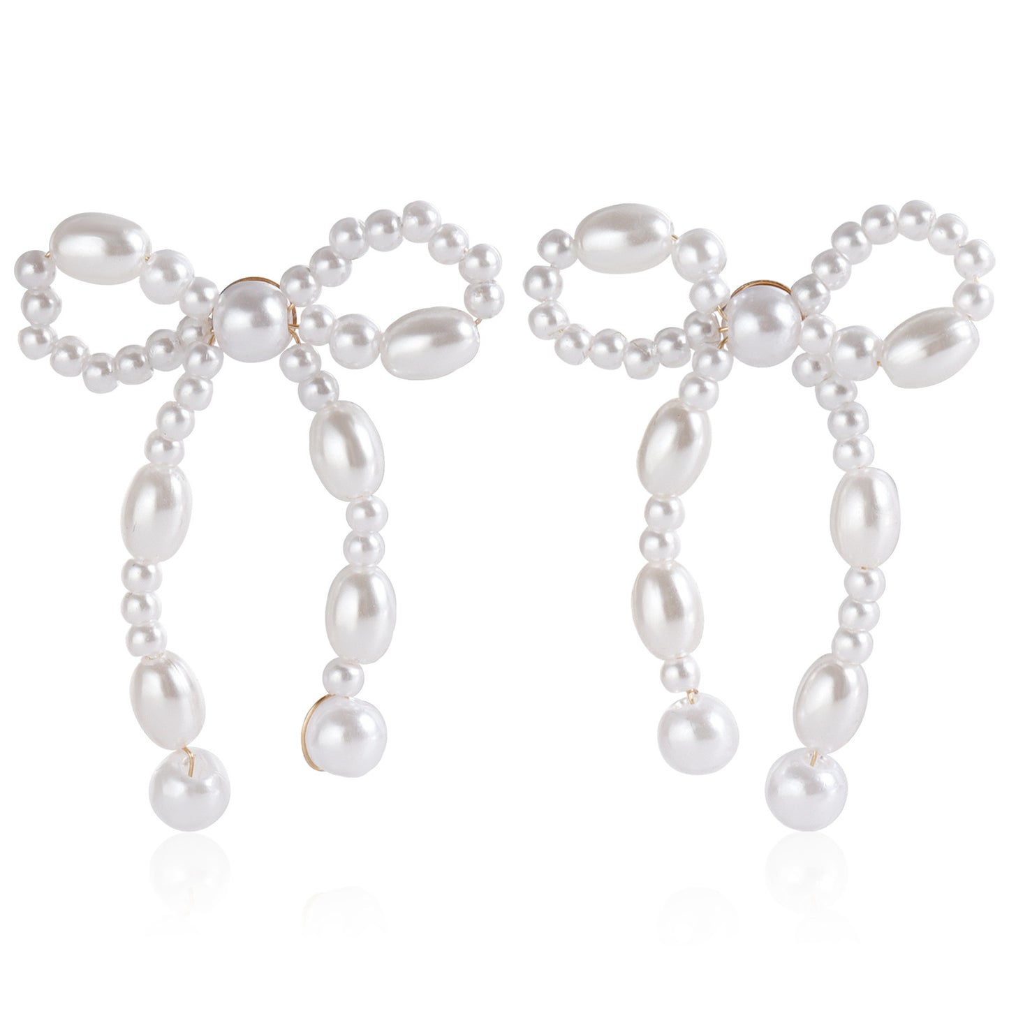 Pendientes Vintage Tejidos a Mano con Forma de Lazo Estilo Perla para Mujer con Acabado Chapado