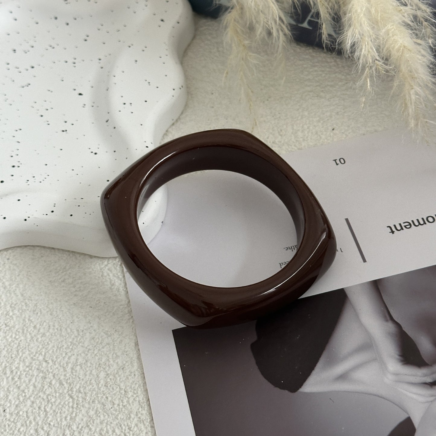 Vintage Gradient Square Acrylic Cuff Bracelet for Women