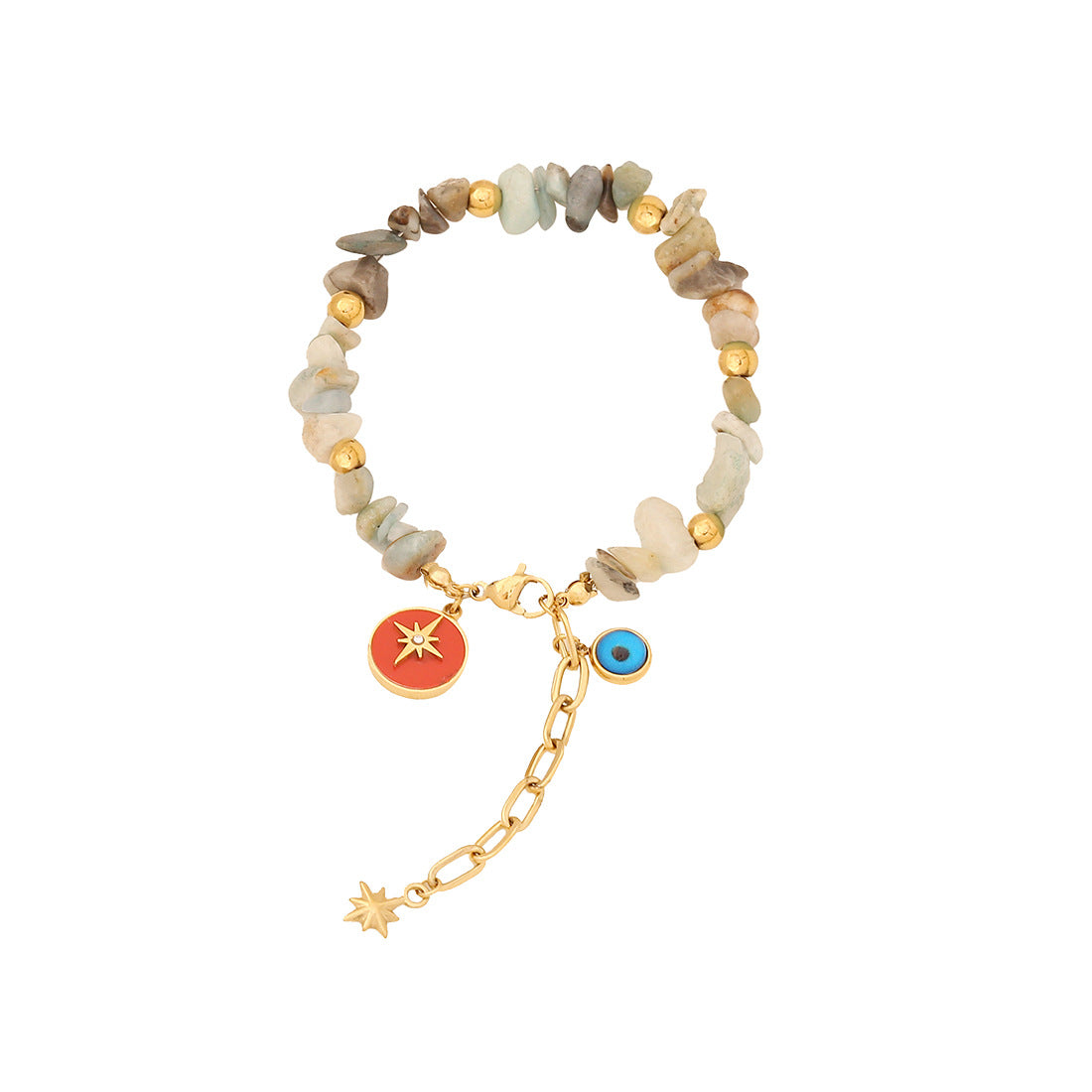Bracciale da donna in acciaio inossidabile a forma di cuore con perline e motivo a occhio - Design originale