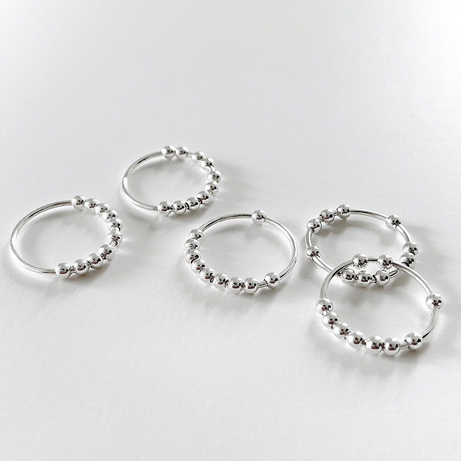 Minimalist Sweet 925 Sterling Silver Round Geometric Ring for Women