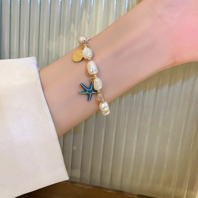Vintage Luxury Geometric Cubic Zirconia Inlaid Pearl Bracelet for Women