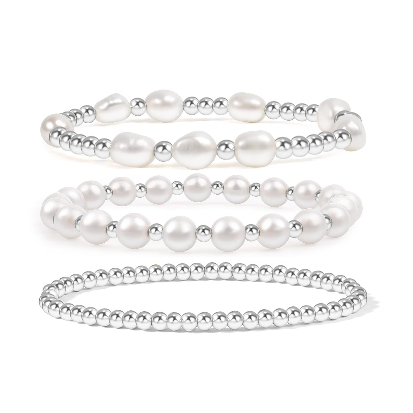 Elegant Gold Plated Hematite Elastic Bracelet with Baroque Imitation Pearls Geometric Multi-Layer Design for Women
