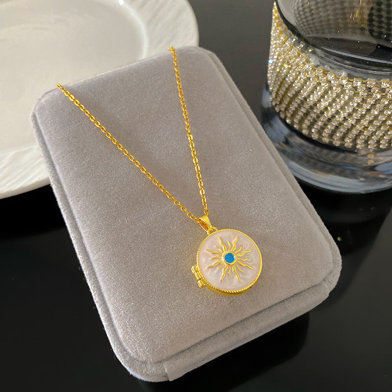 Vintage Drip Oil Floral Heart Oval Pendant Gold Plated Brass Necklace for Women