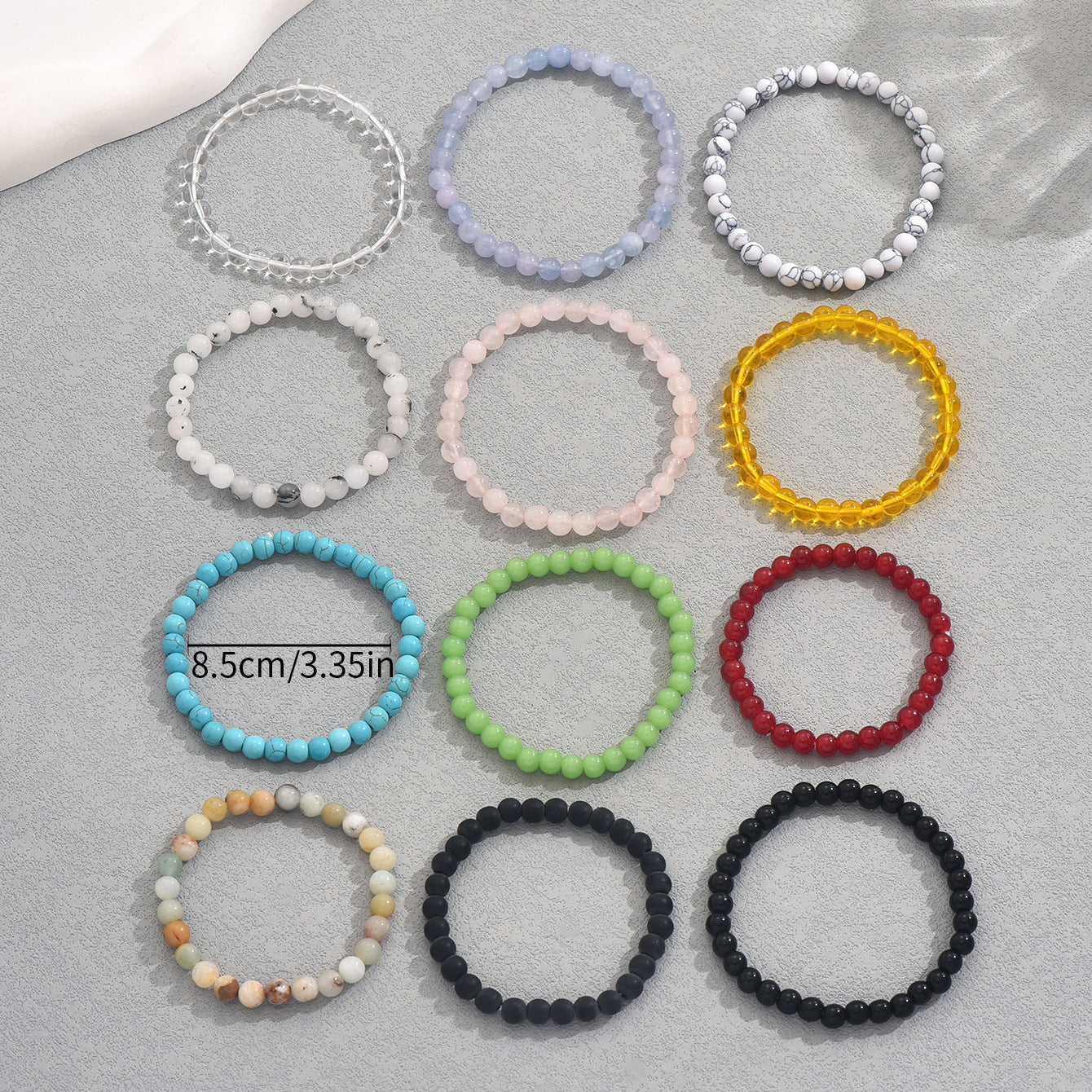 Set di Bracciali Geometrici Minimalisti in Pietra Naturale da Donna con Lavorazione Intrecciata