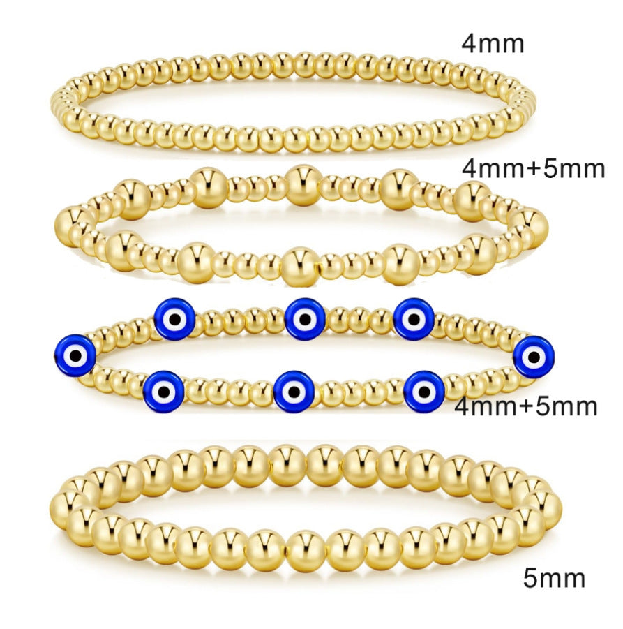 Geometric Hematite Gold Beaded Stretch Bracelet Set Unisex Fashion Jewelry