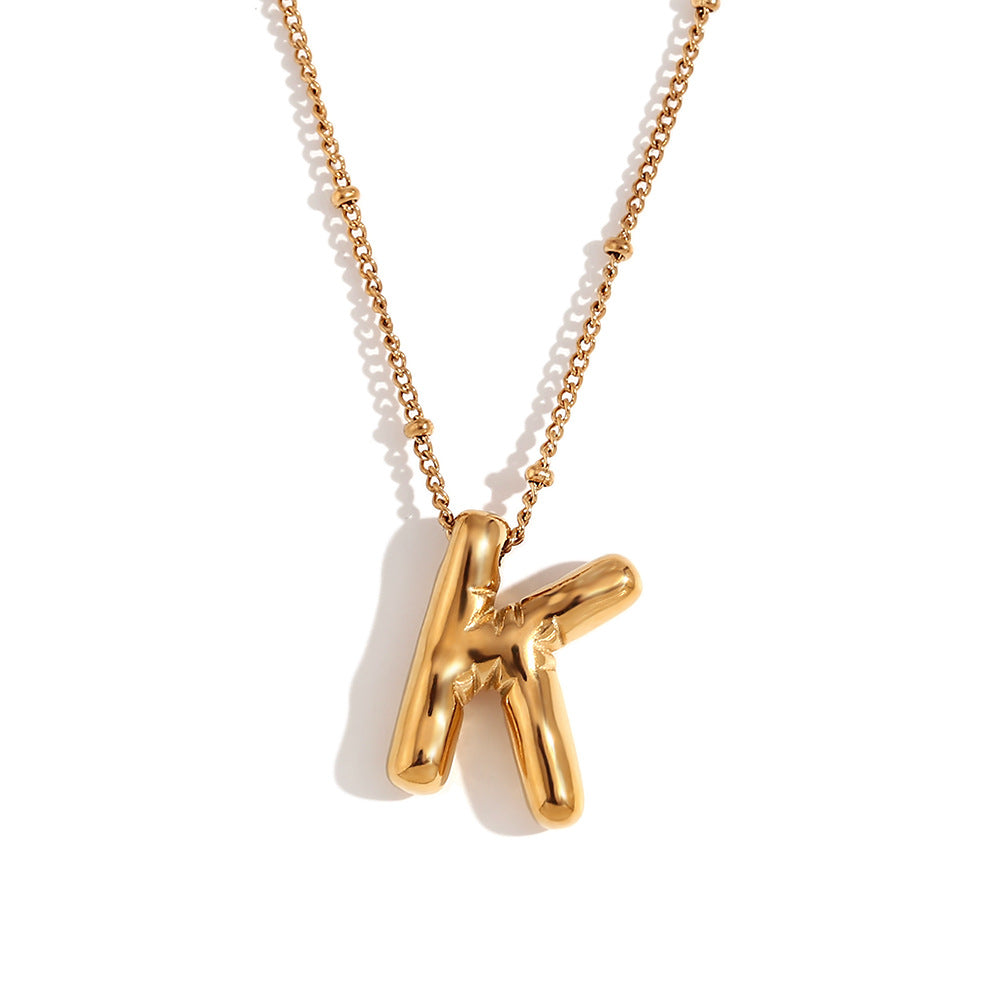 Fashionable Letter-Shaped Stainless Steel Pendant Necklace with 18K Gold Plating for Women