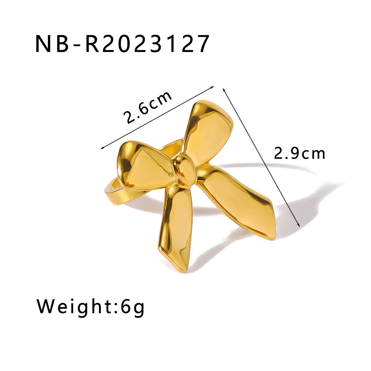Minimalist Bow-Shaped Stainless Steel Ring with Pearl and Zircon Inlay, Vacuum Plated in 18K Gold Finish, Unisex Fashion Jewelry