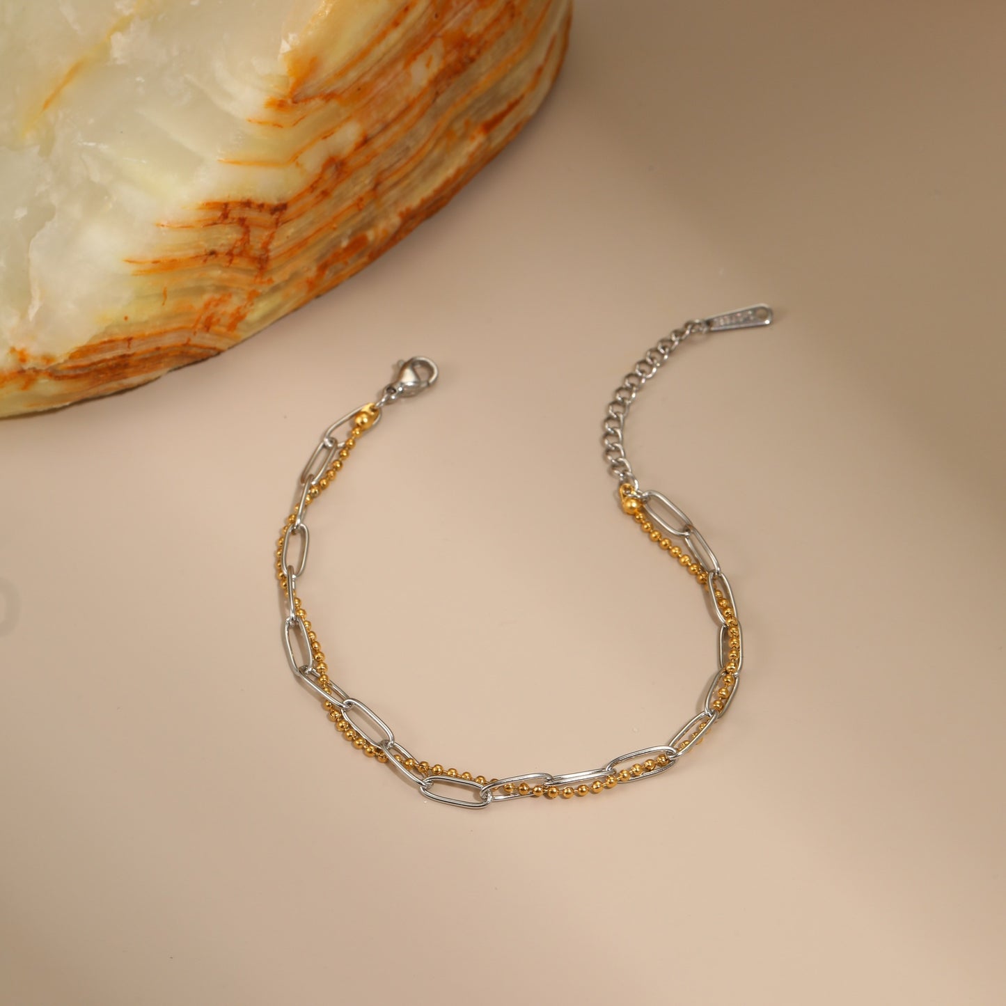 Fashion Geometric Stainless Steel Necklace with 18K Gold Plated Finish and Chain Design for Women