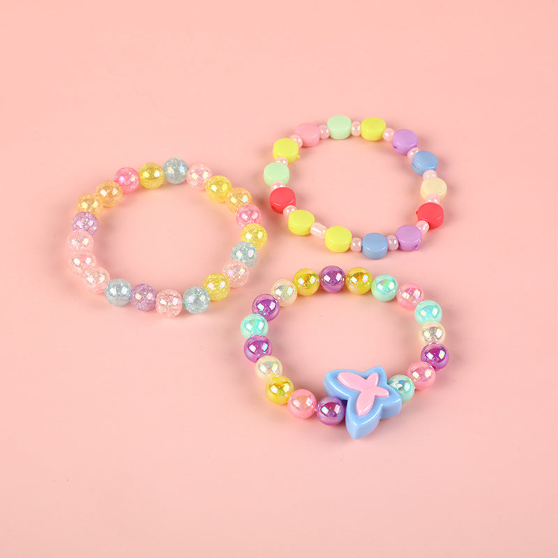 Sweet Pastel Butterfly Acrylic Bracelet for Girls, Cute Princess-Style Children's Hand Jewelry with Animal Shape Design