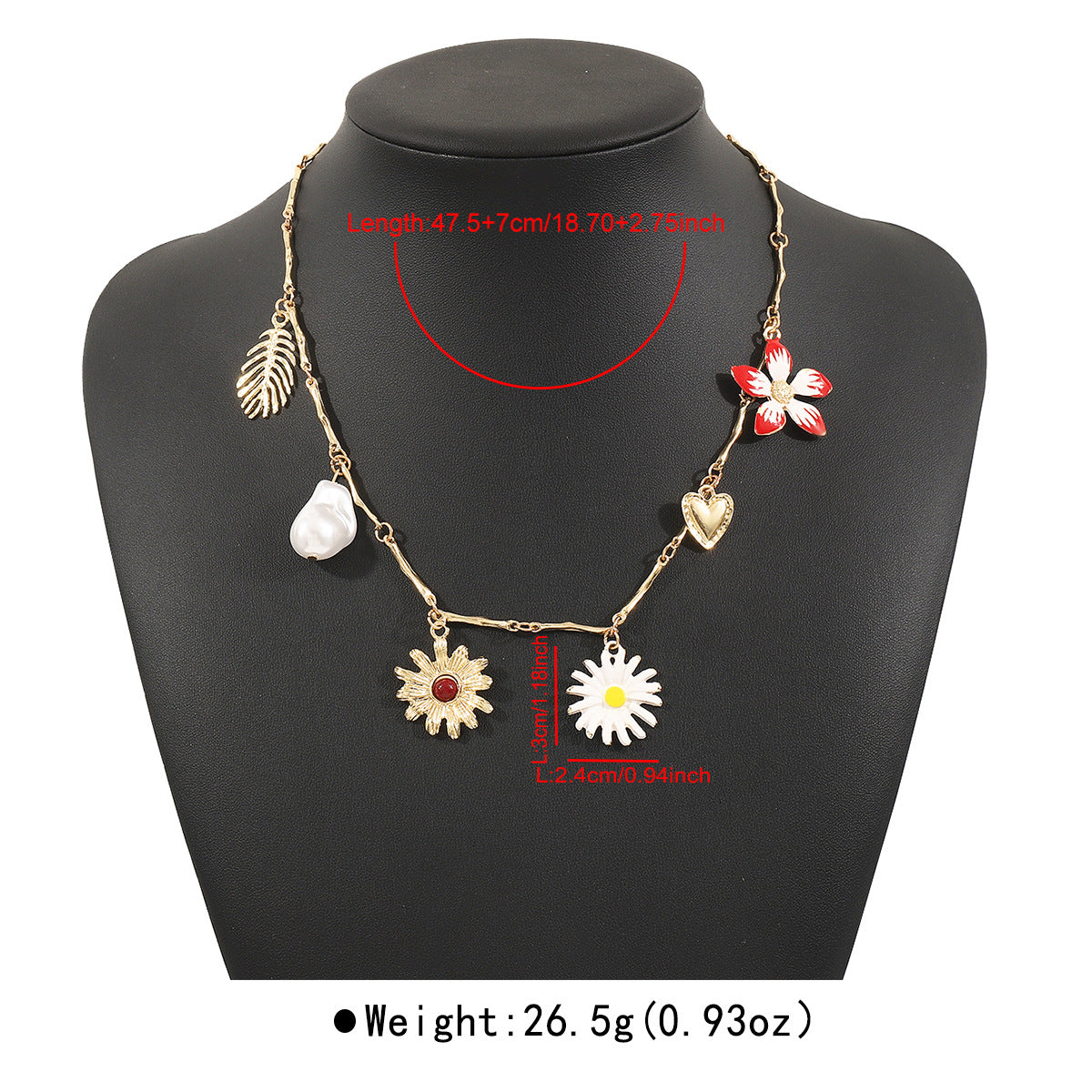 Collana con ciondolo floreale e farfalla vintage da donna con struttura in lega di zinco e finitura galvanizzata
