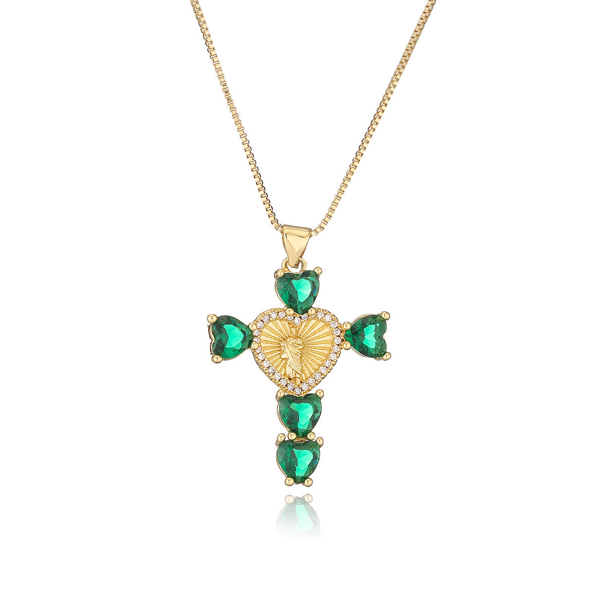 Collana pendente a croce minimalista da donna in rame con placcatura in oro 18 carati e intarsio in zircone