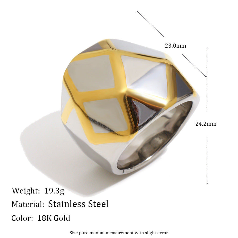 Anello geometrico minimalista da donna in acciaio inossidabile con placcatura in oro 18K