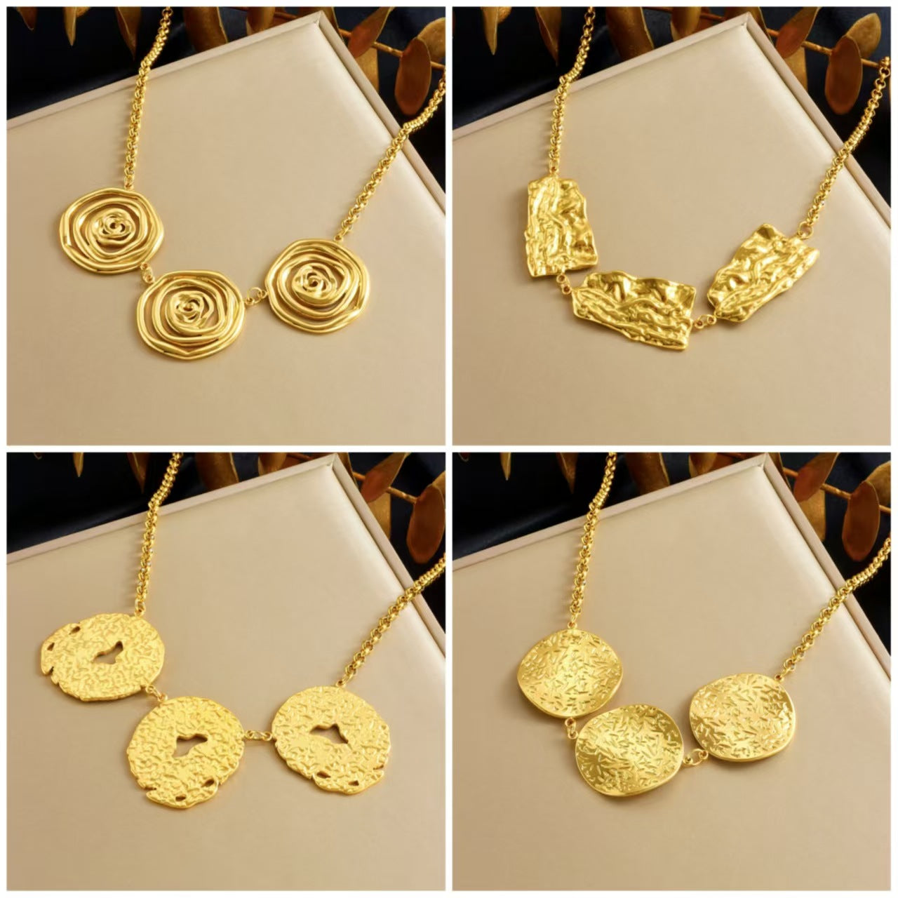 Exaggerated Irregular Geometric Spiral Plated Stainless Steel Pendant Necklace for Women