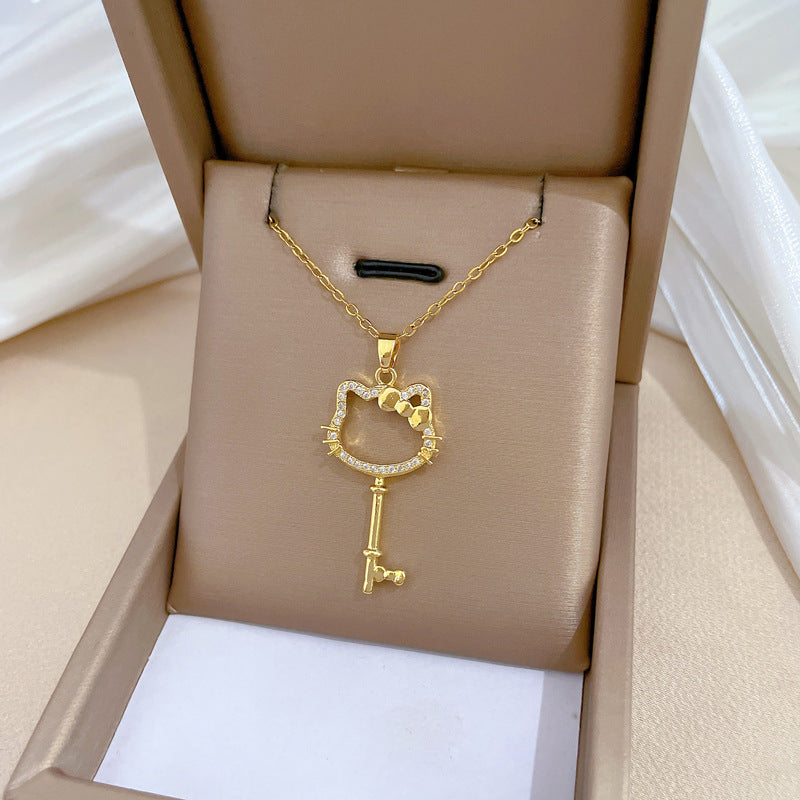 Collana con pendente a farfalla geometrica con strass per uomo e donna in acciaio al titanio