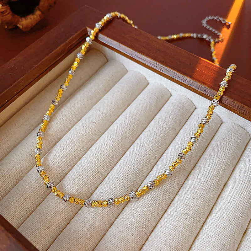 Vintage Geometric Floral Glass Pendant Necklace for Women with Rhinestone Inlay and Gold-Plated Alloy Chain