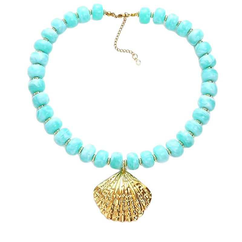 Casual Resin Acrylic Shell Starfish Pendant Necklace for Women