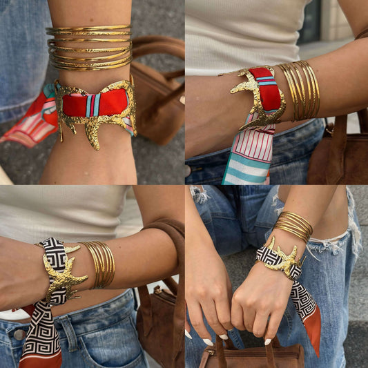 Juego de anillo y pulsera de acero inoxidable con diseño de estrella de mar martillada estilo hip-hop