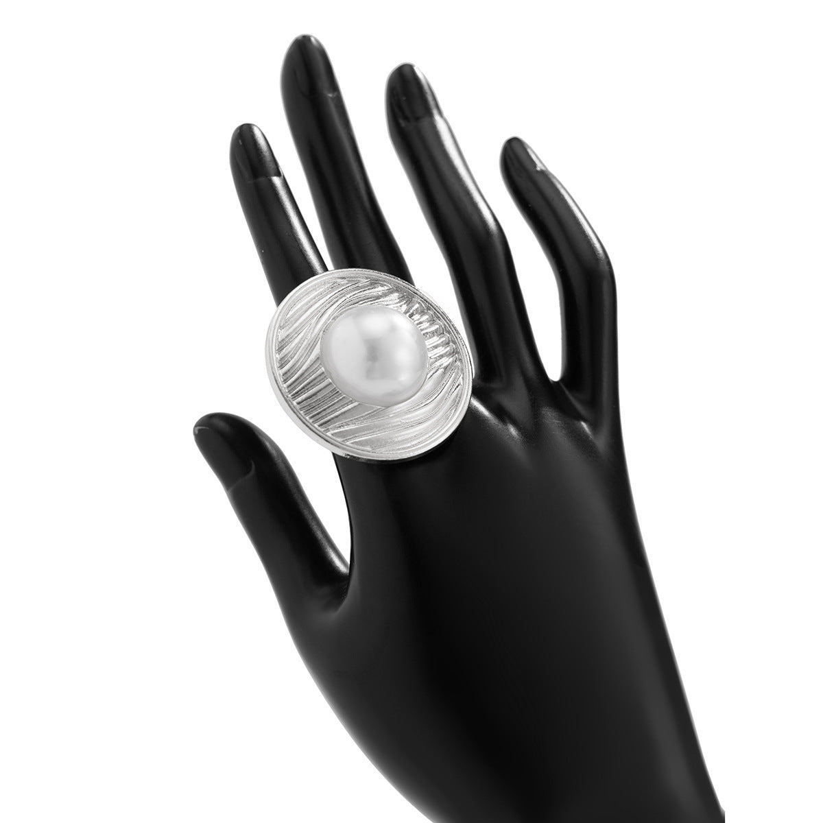 Anello in lega placcato ondulato, geometrico irregolare, vuoto, elegante e casual da donna