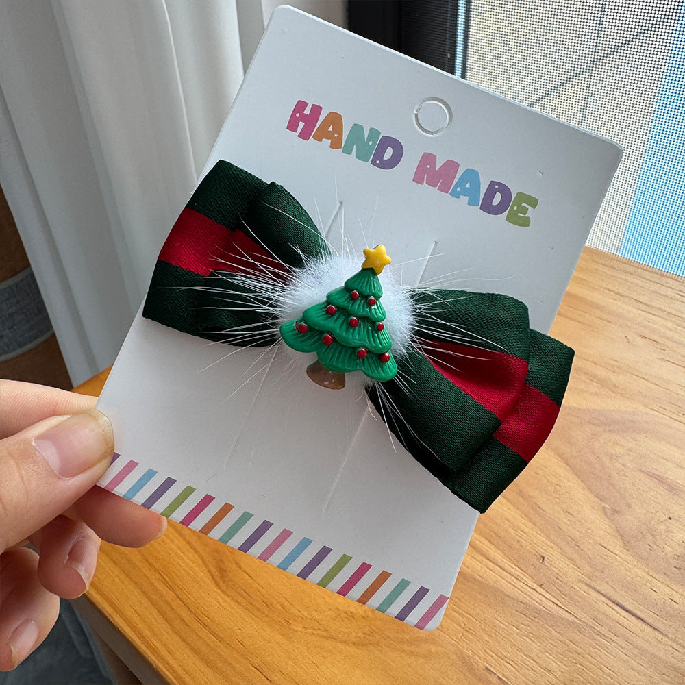 Set di fermagli per capelli con fiocco a fumetto per ragazze, accessori fai da te per bar di Natale