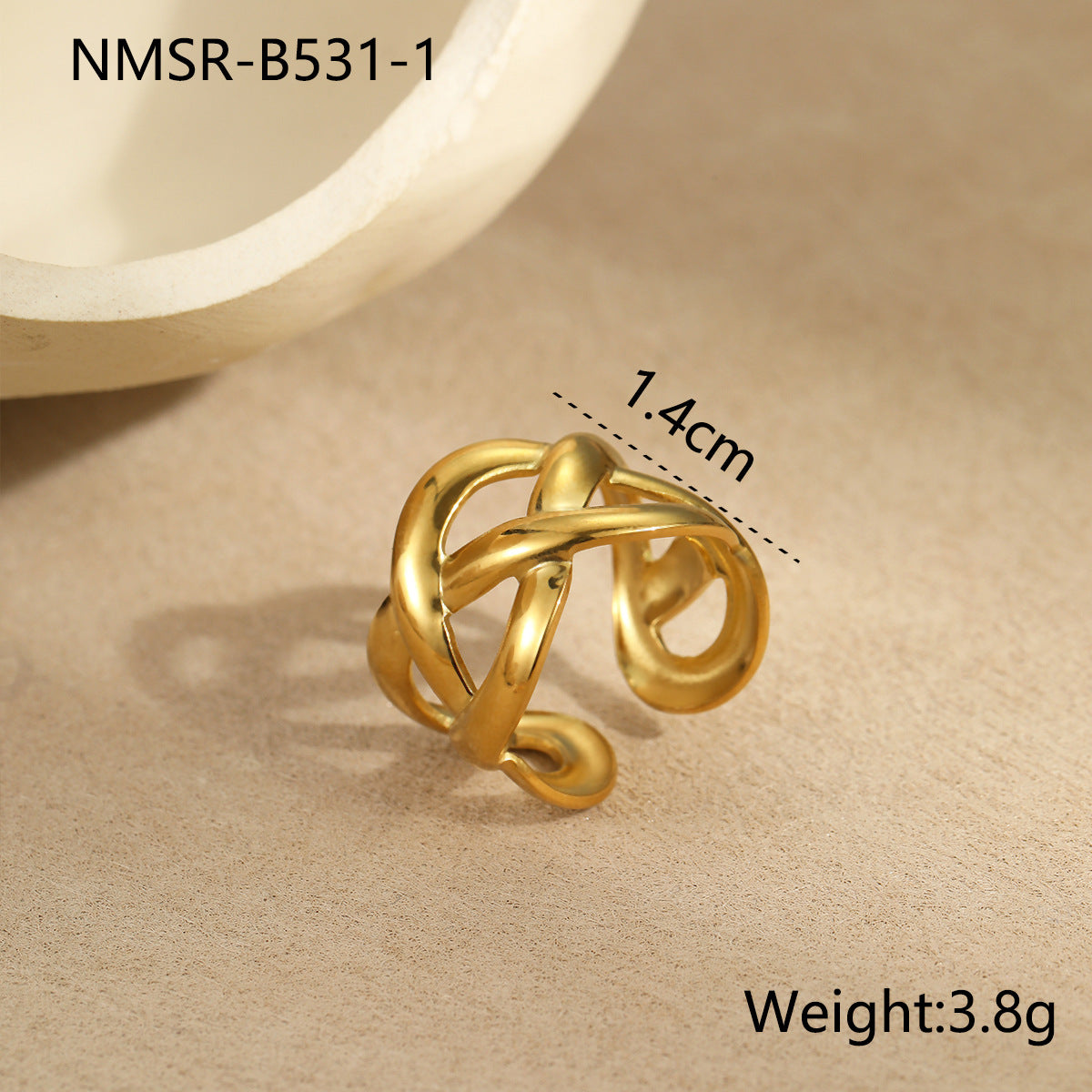 Anello Minimalista Geometrico in Acciaio Inossidabile da Donna con Design a Sfere Intrecciate, Anello alla Moda Elettroplaccato per Ufficio e Uso Quotidiano