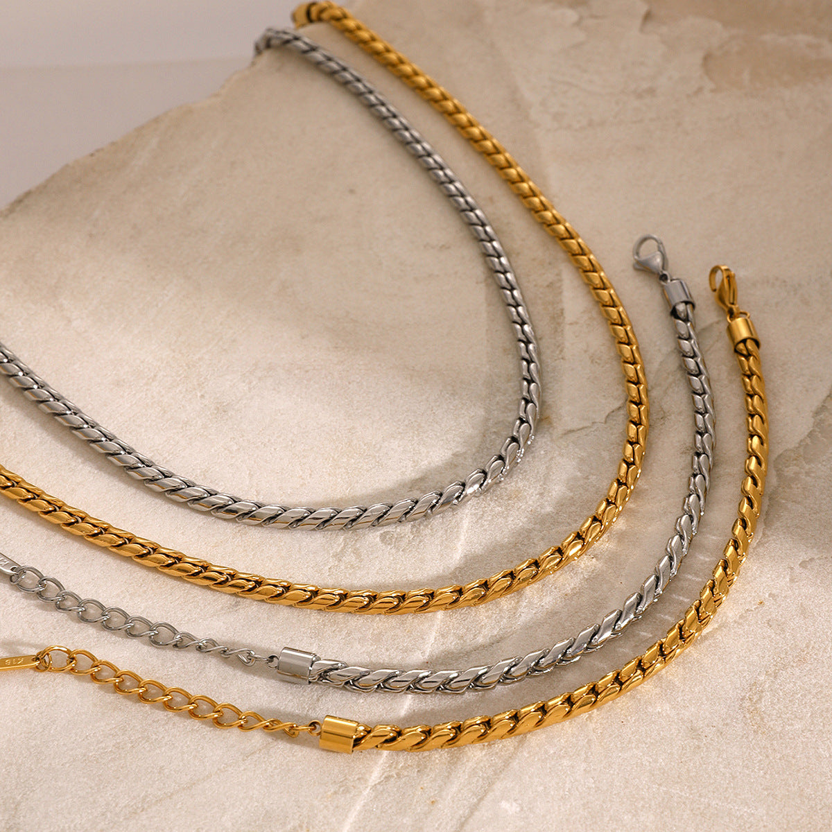 Minimalist Titanium Steel S-Link Necklace for Women Stainless Steel Electroplated Irregular Cold-Tone Jewelry