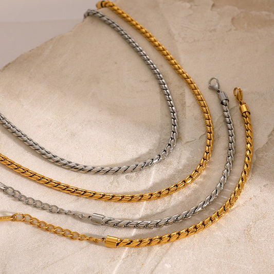 Minimalist Titanium Steel S-Link Necklace for Women Stainless Steel Electroplated Irregular Cold-Tone Jewelry