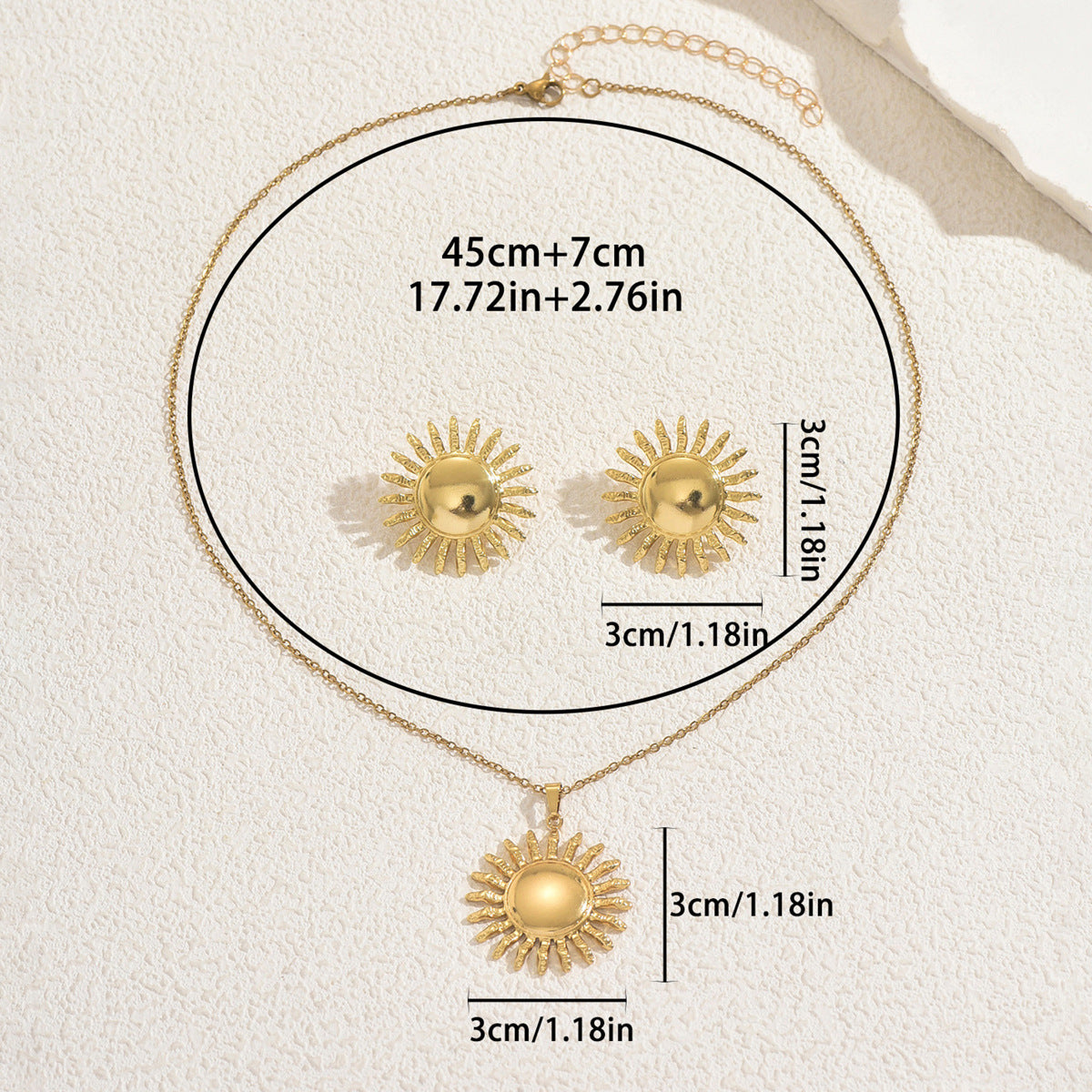 Conjunto de collar con colgante de girasol floral y pendientes para mujer, joyería de moda chapada en metal de aleación
