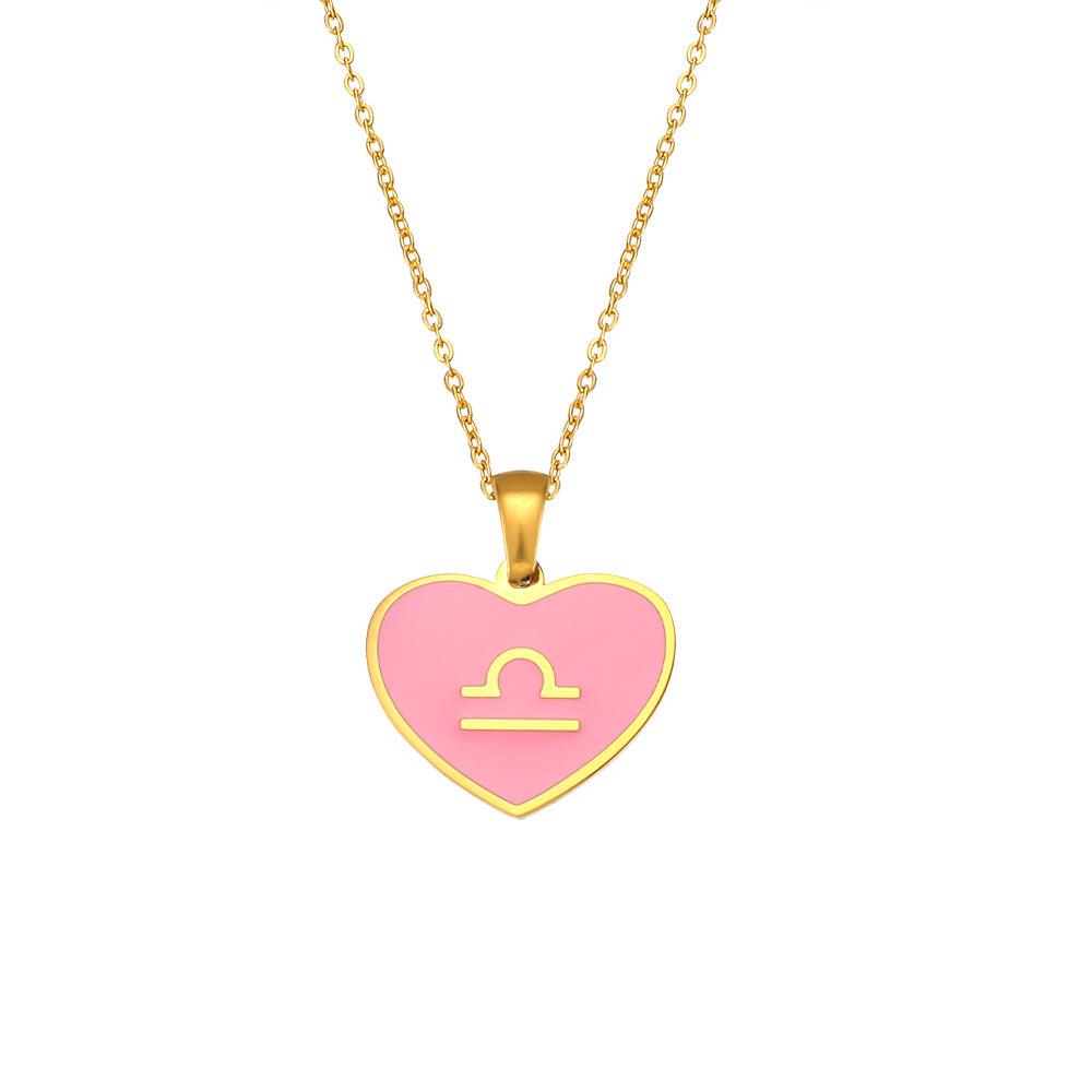Collana Pendente Segno Zodiacale Minimalista da Donna in Acciaio Inossidabile con Finitura Smaltata