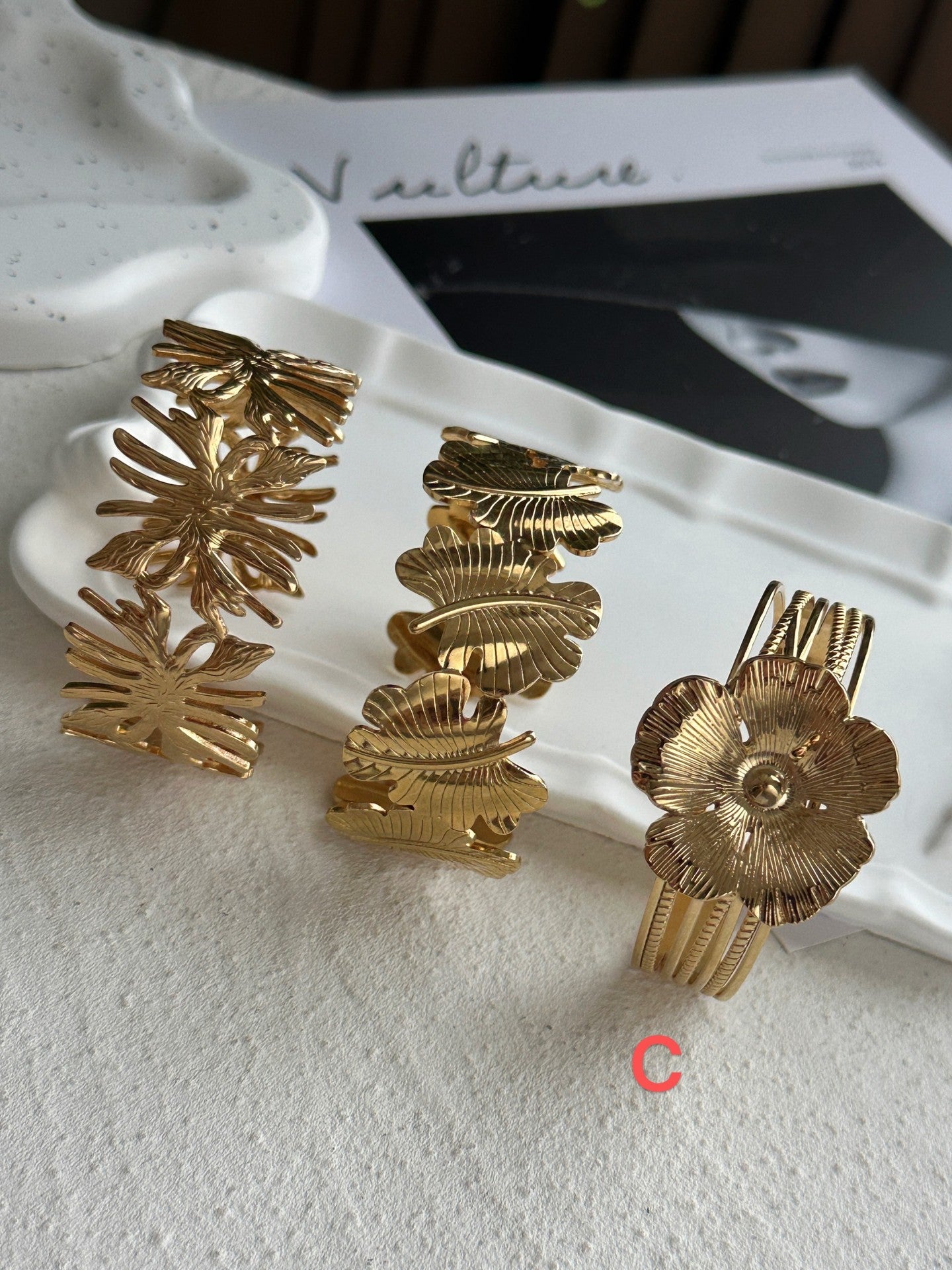 Braccialetto da donna in acciaio inossidabile placcato geometrico vuoto, stile Hip-hop vintage
