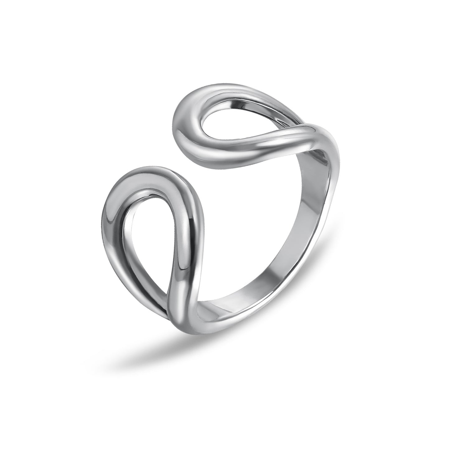 Anillo geométrico ajustable de metal chapado para mujer. Accesorio de moda