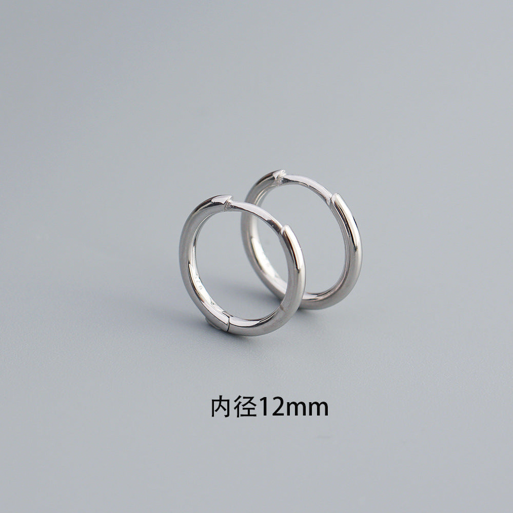Sweet Minimalist 925 Sterling Silver Polished Round Geometric Hoop Earrings for Women