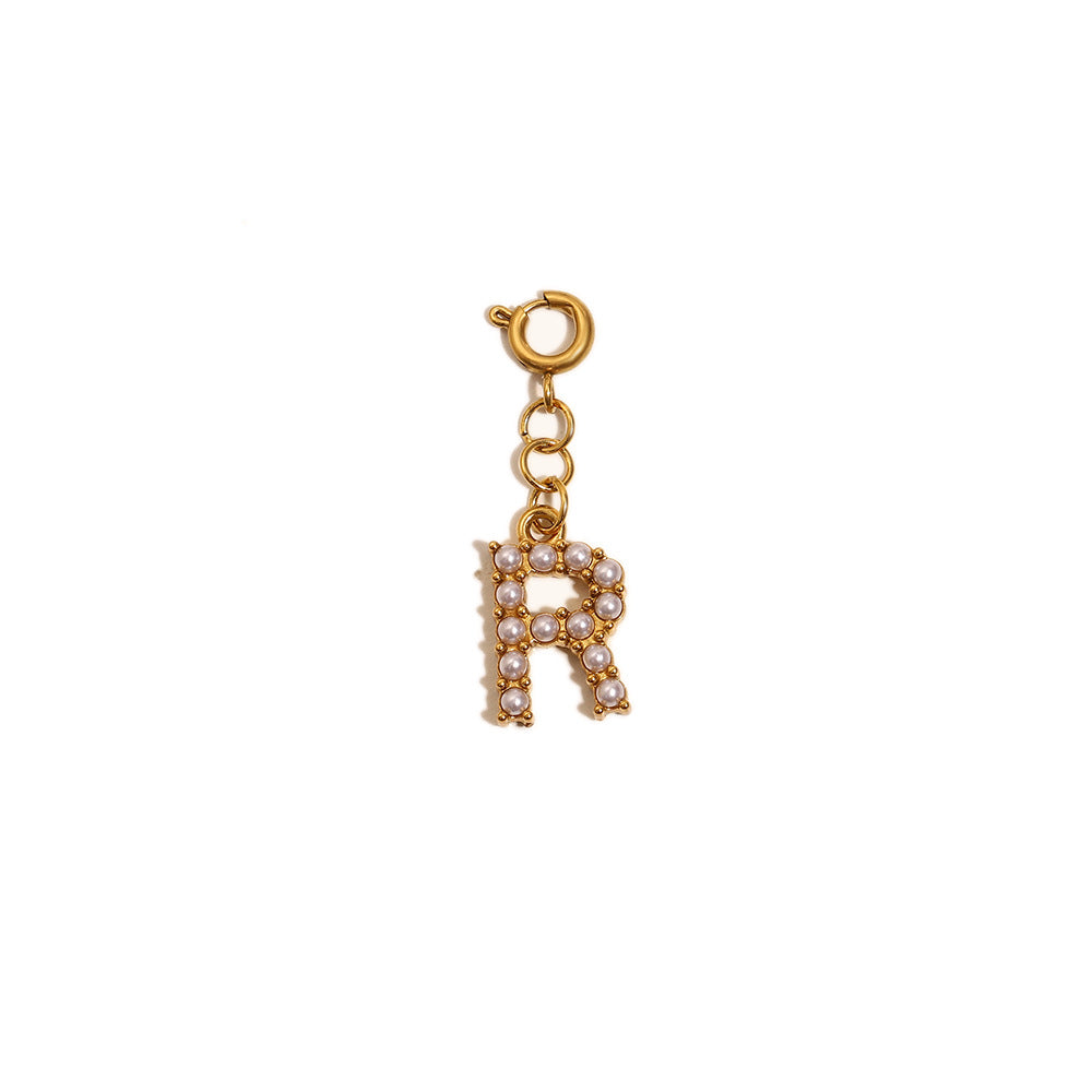 Barretta con Ciondolo a Lettera o Numero in Acciaio Inossidabile Placcato Oro 18K Minimalista da Donna