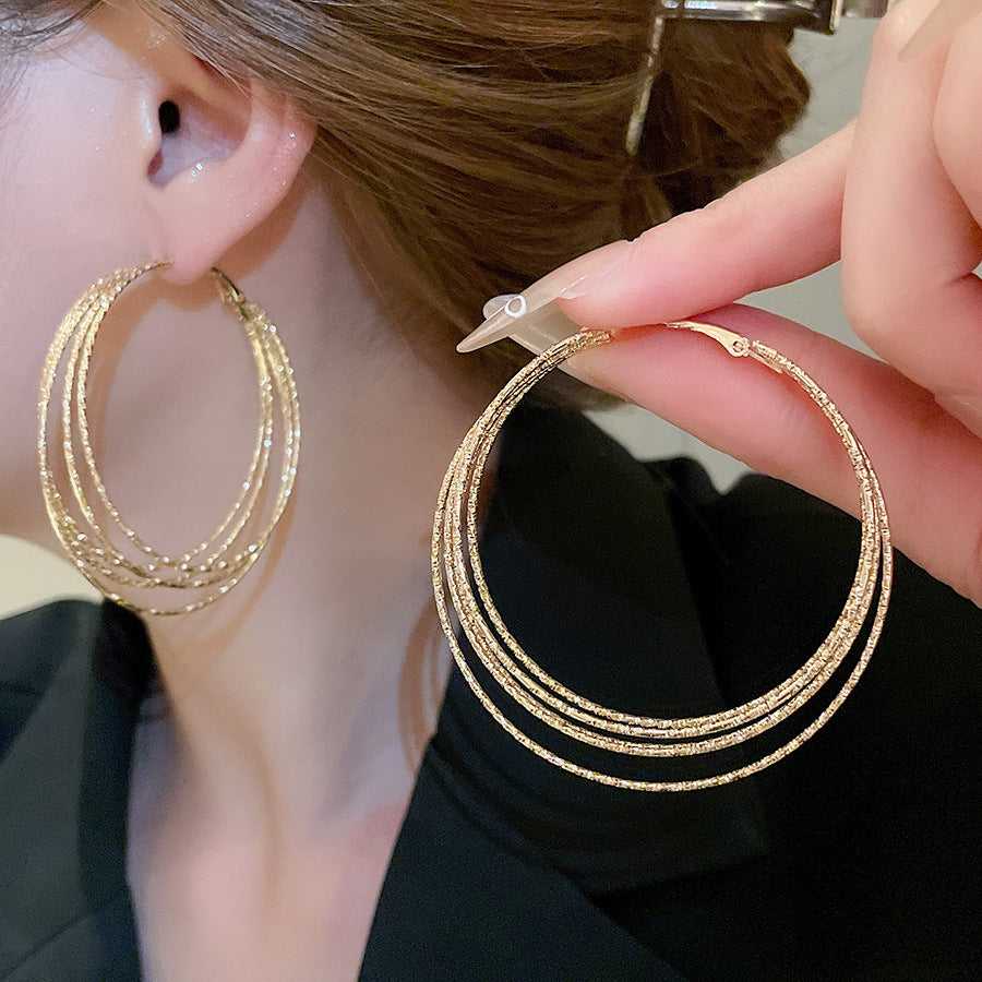 Orecchini a Cerchio Geometrici in Ferro Placcato Argento da Donna, Stile Minimalista Casual per Ufficio, Gioielli Eleganti di Ispirazione Vintage per Tutti i Giorni