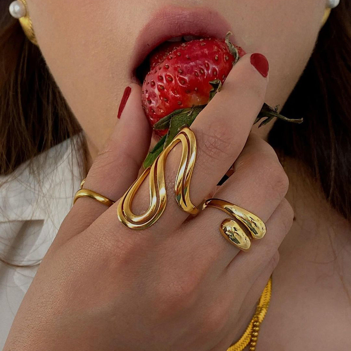 Gold Plated Geometric Stainless Steel Ring