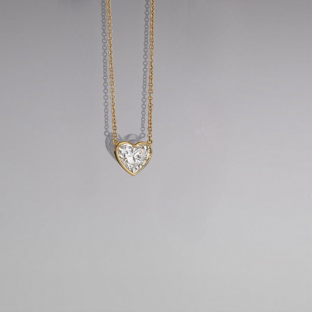 Minimalist Oval Geometric Pendant Necklace in Copper with Rhinestone Inlay and Gold Plating for Women