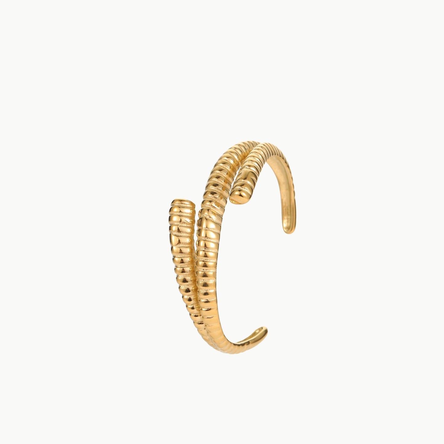 Fashionable Geometric Stainless Steel Bracelet with Gold and Silver Plated Waves for Women