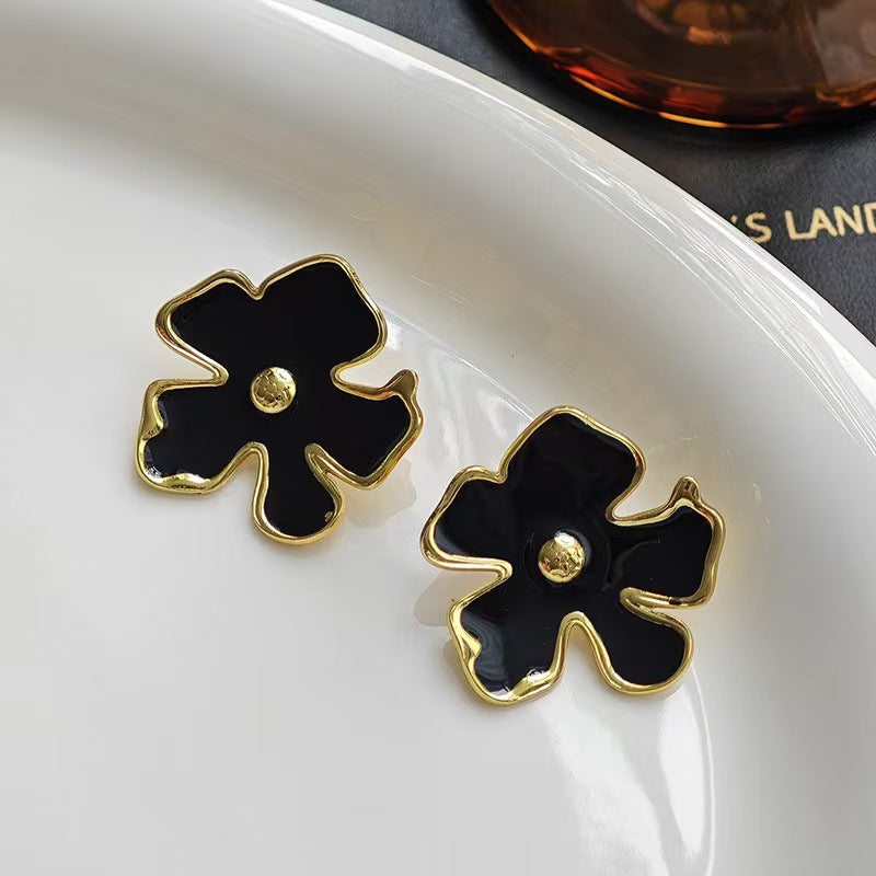 Beach Style Stainless Steel Geometric Starfish Shell Stud Earrings for Women